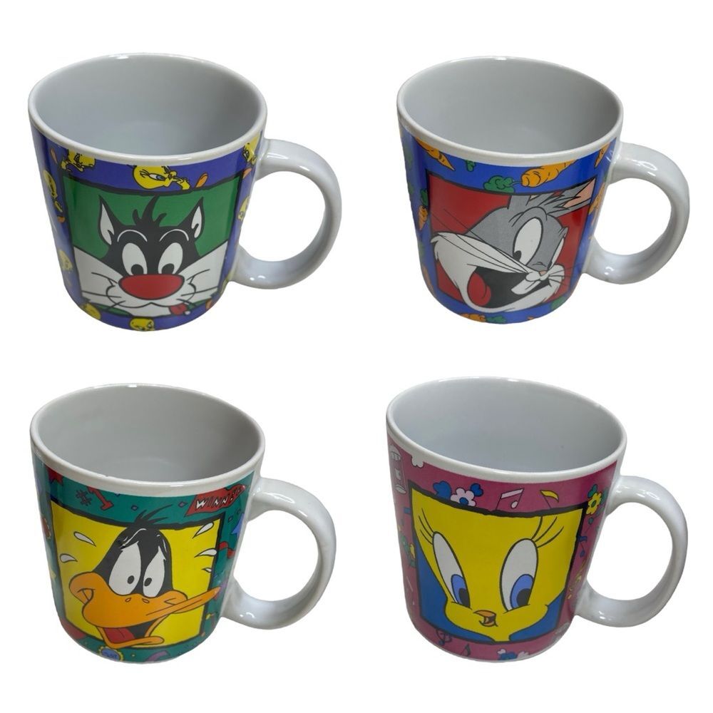 Vintage Warner Bros. By Sakura 1993 Looney Tunes Mugs Set of Four
